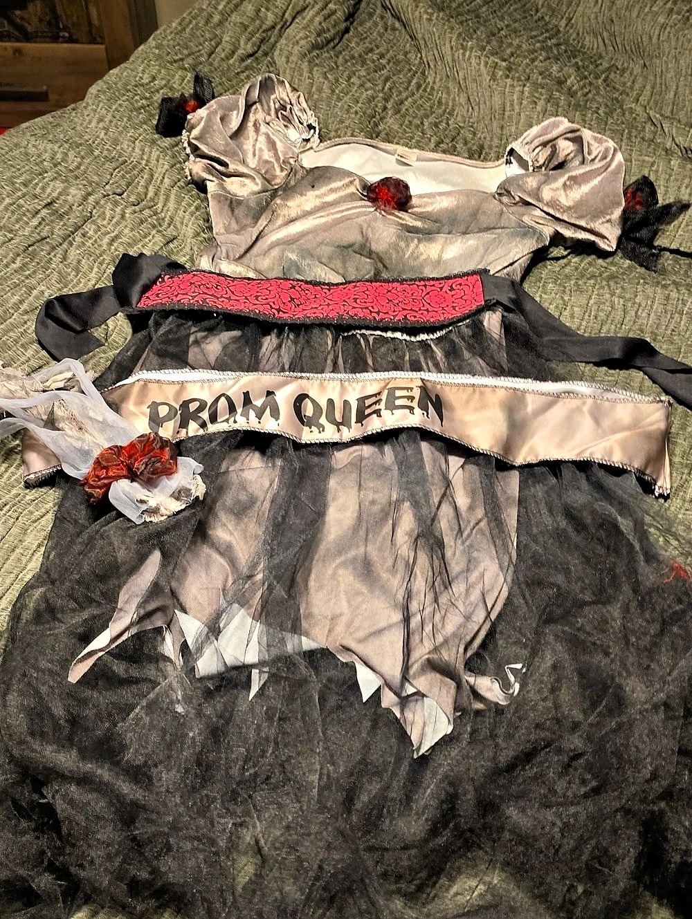 California Costumes Zombie Prom Queen Womens Costume Black & Silver New Still